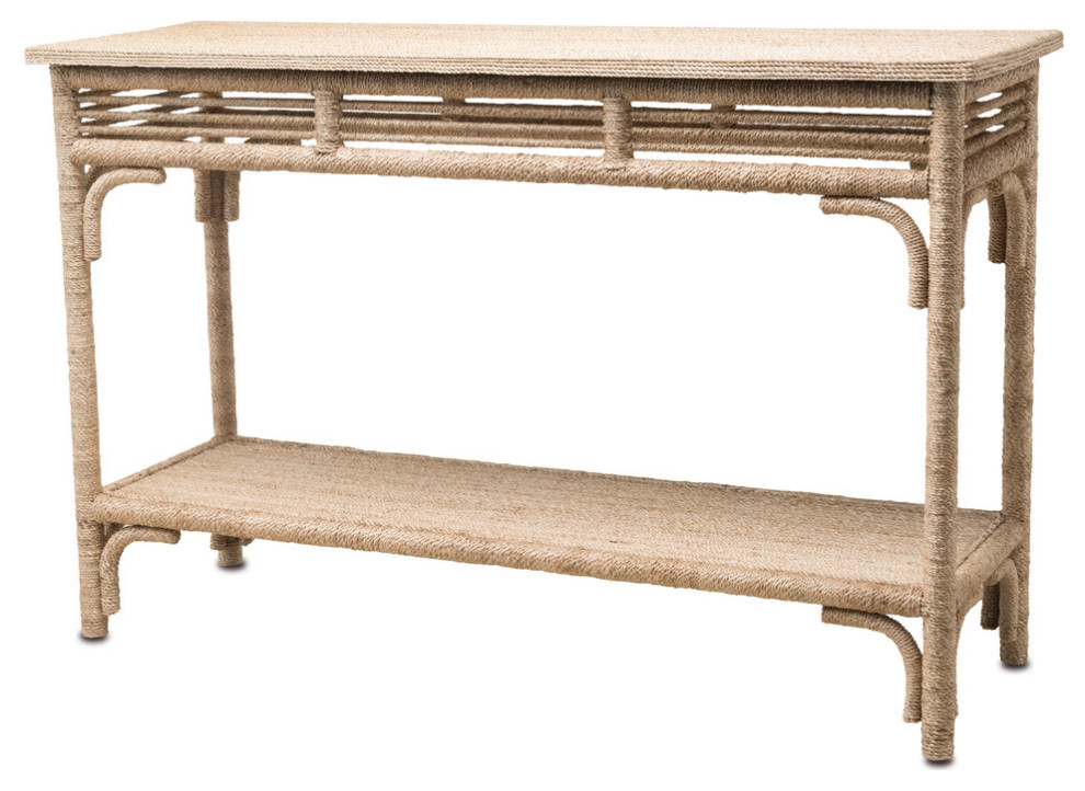 Console Table CURREY OLISA Natural Abaca Rope   Beach Style   Console Tables   by HedgeApple  Houzz