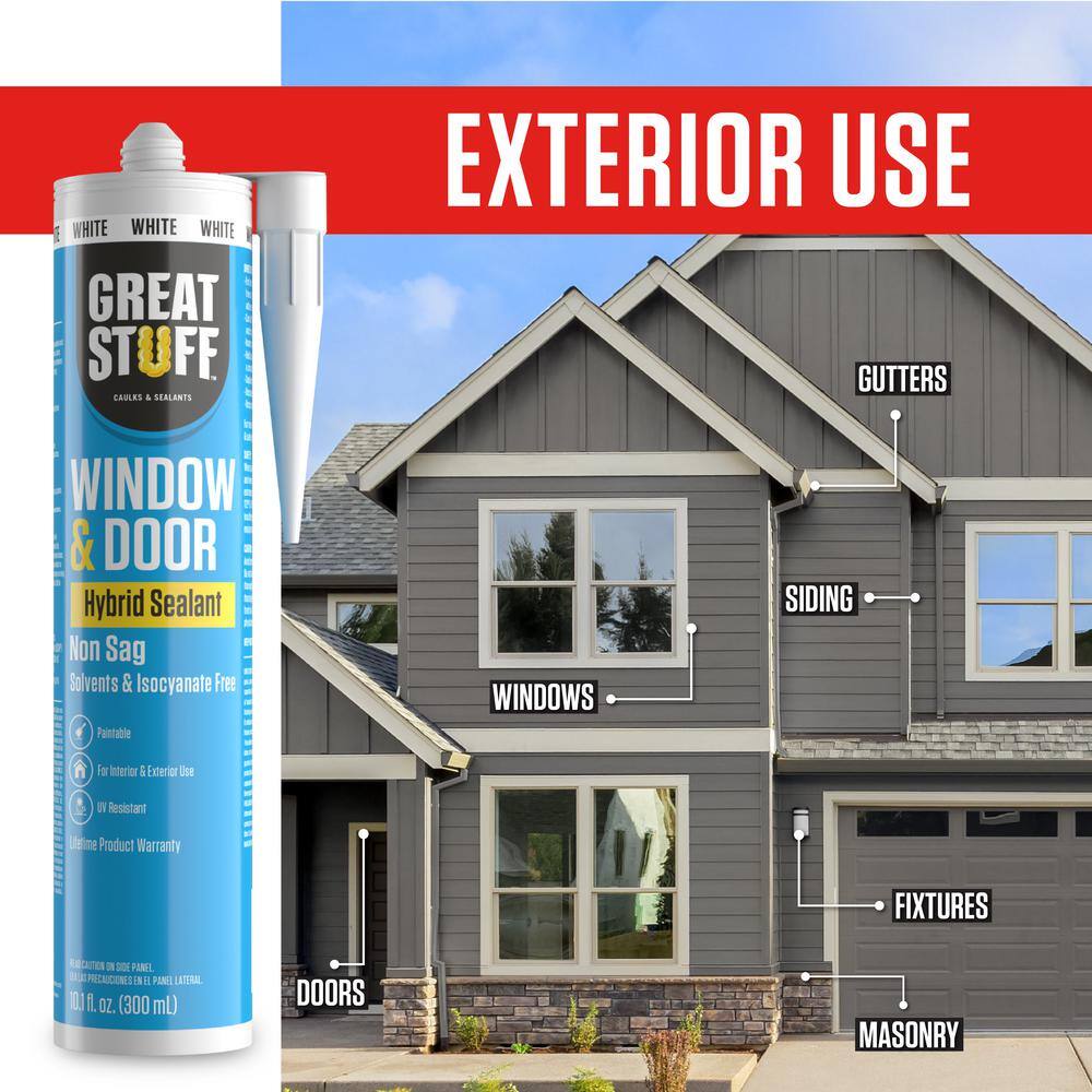 GREAT STUFF 10.1 fl. oz. Gray Window and Door Hybrid Polymer Sealant (2-Pack) 99DOOR3033X02