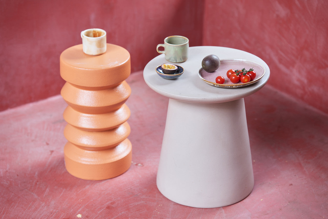 Stoneware side table - terracotta