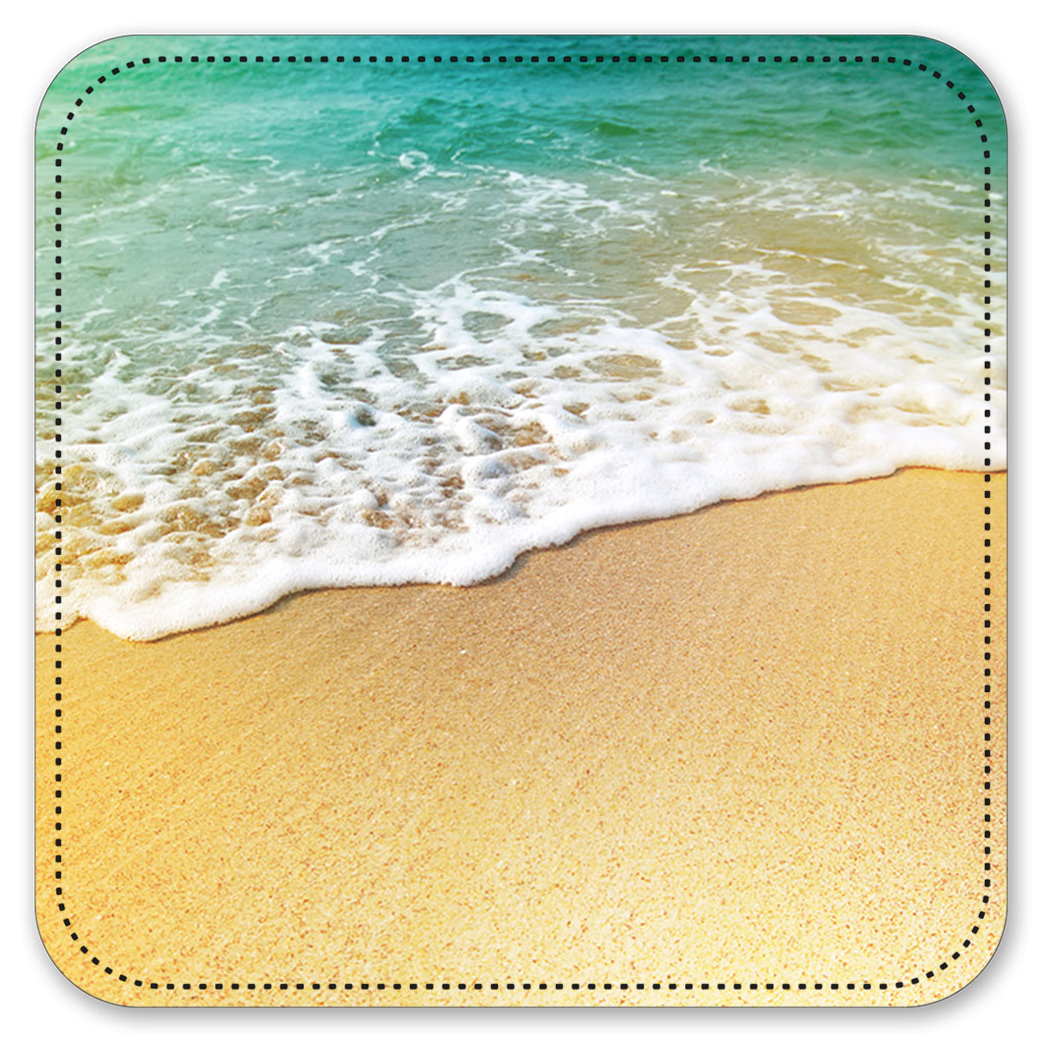 Vinyl Drink Coasters - Set of 4 - Foamy Waves on the Beach