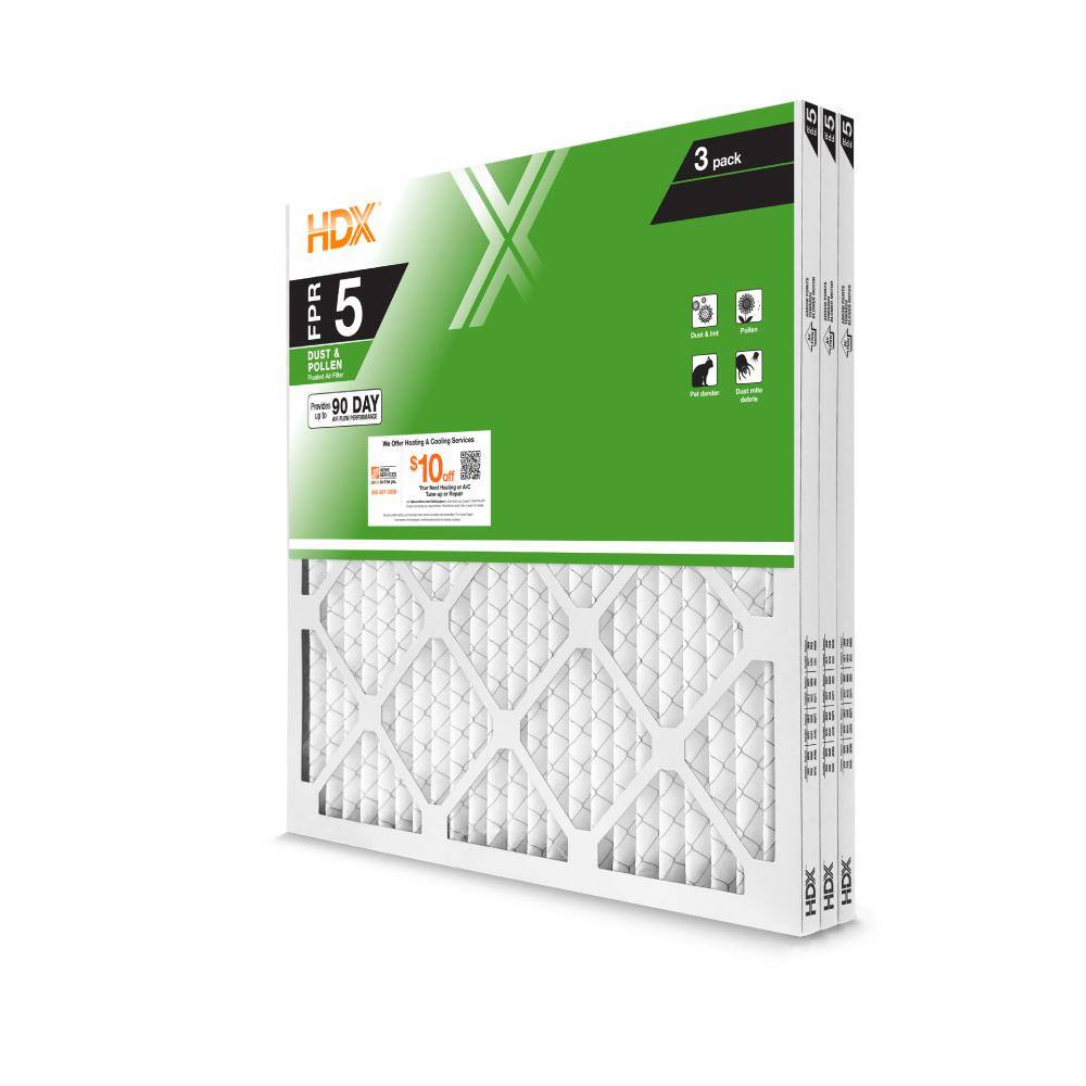 HDX 22 in. x 22 in. x 1 in. Standard Pleated Air Filter FPR 5 (3-Pack) HDX3P5-012222