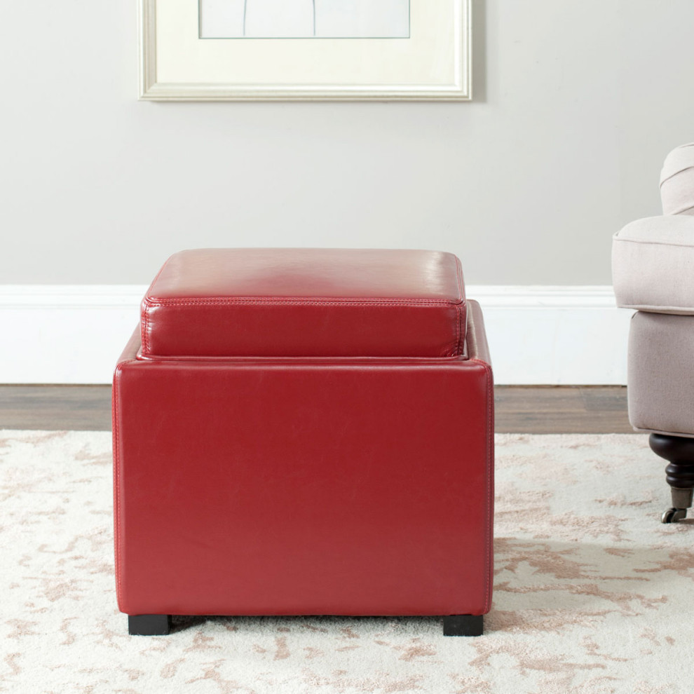 Bailey Tray Storage Ottoman  Java/Red   Contemporary   Footstools And Ottomans   by Rustic Home Furniture Deco  Houzz