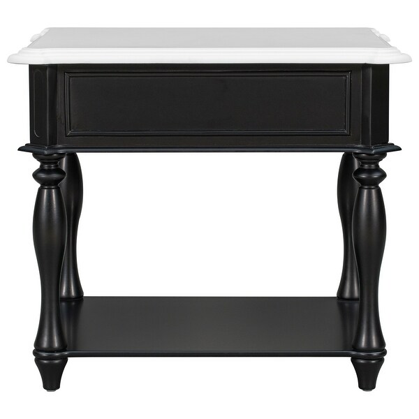 Classic Two-Tone End Table with Open Shelf and Storage Drawer for allway， Foyer， Den， Living Room