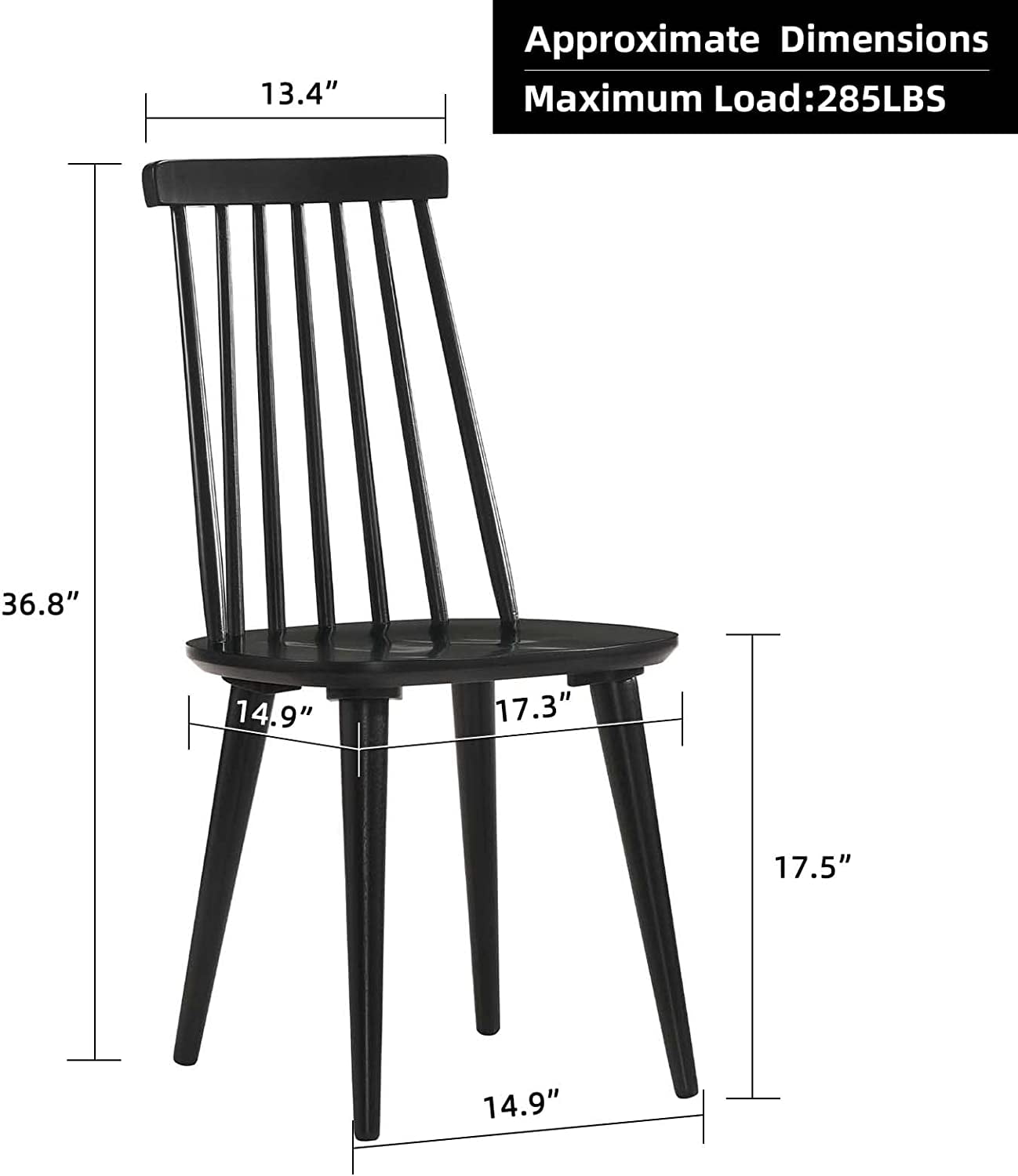 Duhome Dining Chairs Set of 2 Wood Dining Room Chair Black Spindle Chair for Kitchen， Windsor Chair Farmhouse Chairs Black