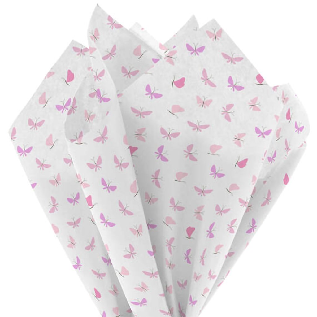 Hallmark  Pink Butterflies on White Tissue Paper, 6 sheets