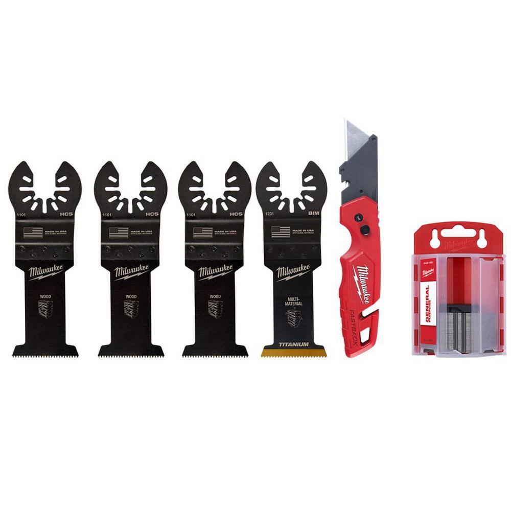 MW 1-38 in. Multi-Tool Oscillating Blade Set (4-Piece) wFolding Utility Knife 50-Pack General Purpose Utility Blade Set 49-25-1103W-48-22-1504