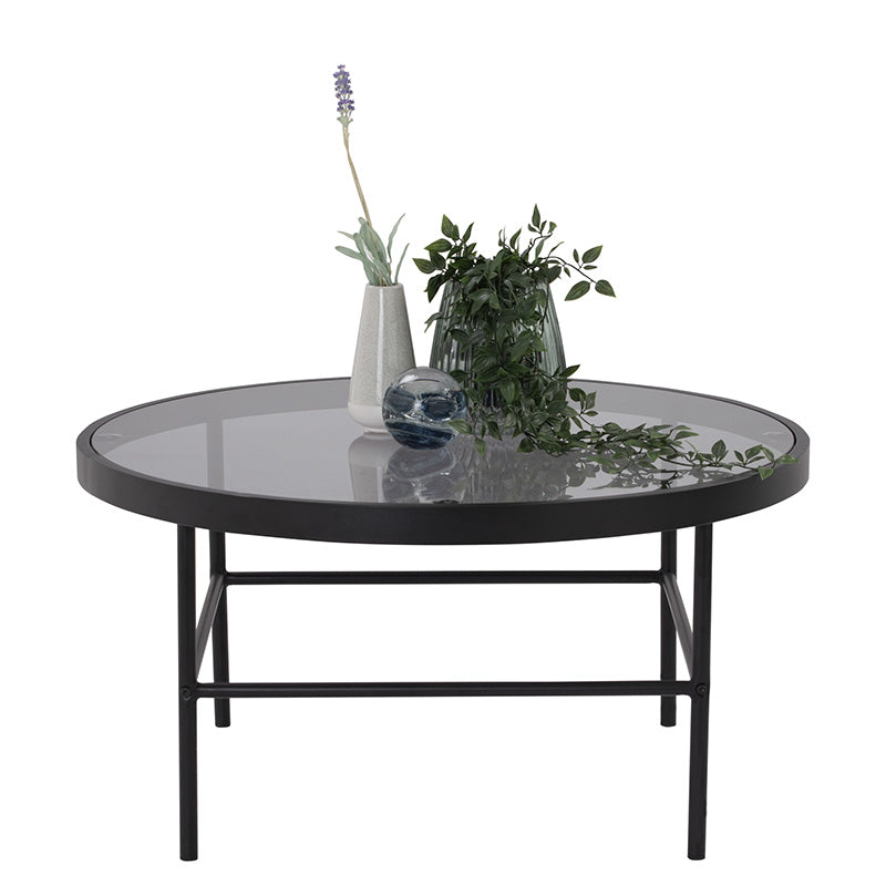 CASHEL Round Coffee Table 80cm - Smoke & Black