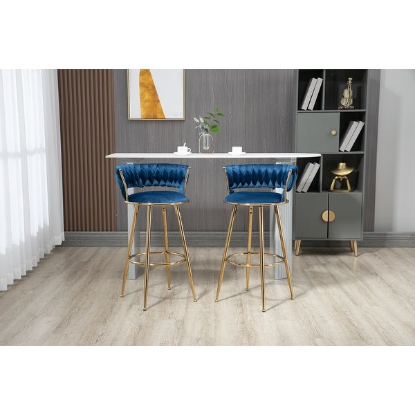 Bar Stools andh Back and Footrest Counter Height Bar Chairs(Set of 2