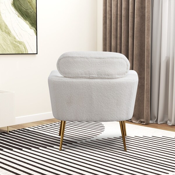 Modern Accent Chair Armchair， Upholstered Club Chair with Throw Pillow