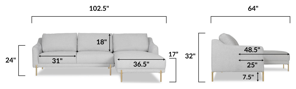 Poly and Bark Lissie Right Sectional Sofa   Contemporary   Sectional Sofas   by Edgemod Furniture  Houzz