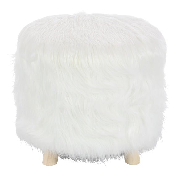 White Polyester Contemporary Stool 16 x 19 x 19 - 19 x 19 x 16Round