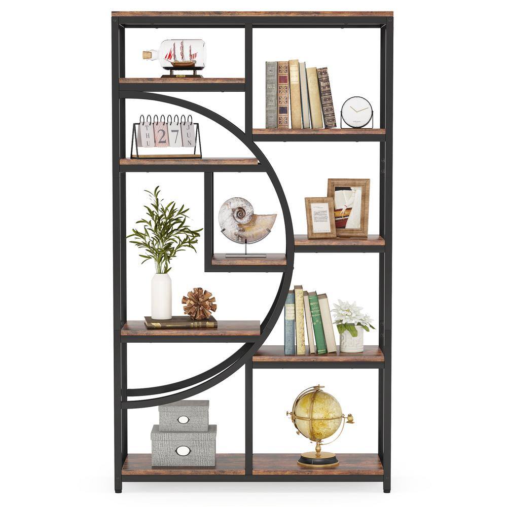 Tribesigns Earlimart 68.89 in. Rustic Brown Engineered Wood 8-Shelf Etagere Bookcase Bookshelf with Open Storage Shelves TJHD-QP-0623