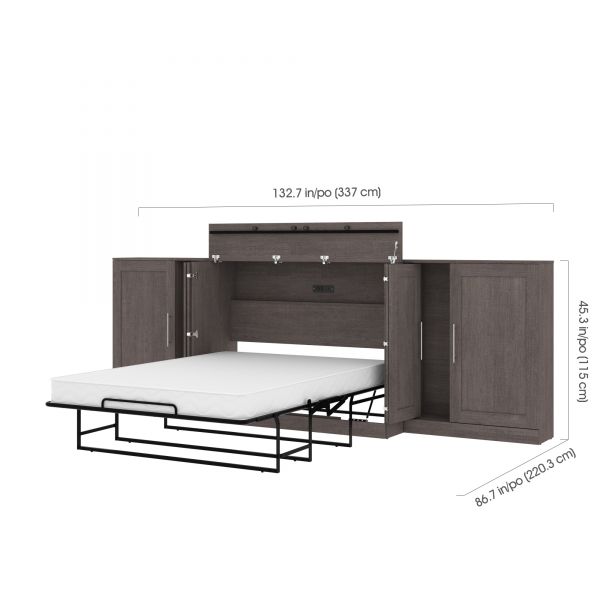 Bestar Pur by Bestar Full Cabinet Bed with Two Storage Units - Bark Gray