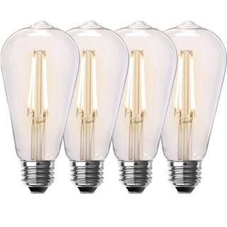 Feit Electric 60-Watt Equivalent ST19 Dimmable Straight Filament Clear Glass Vintage Edison LED Light Bulb Soft White (4-Pack) ST1960CL927CAHDRP4