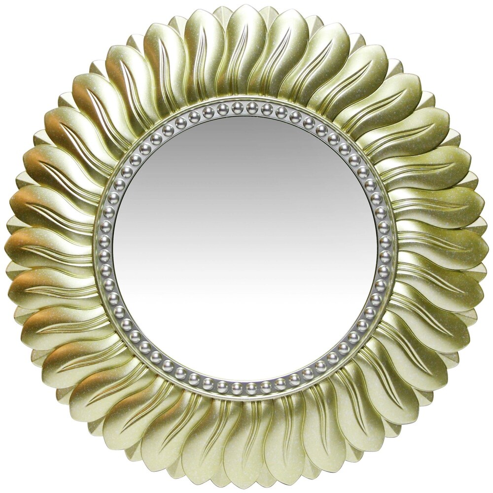 Marseille 22 inch Decorative Round Traditional Wall Mirror   Gold   21.5 x 2 x 21.5