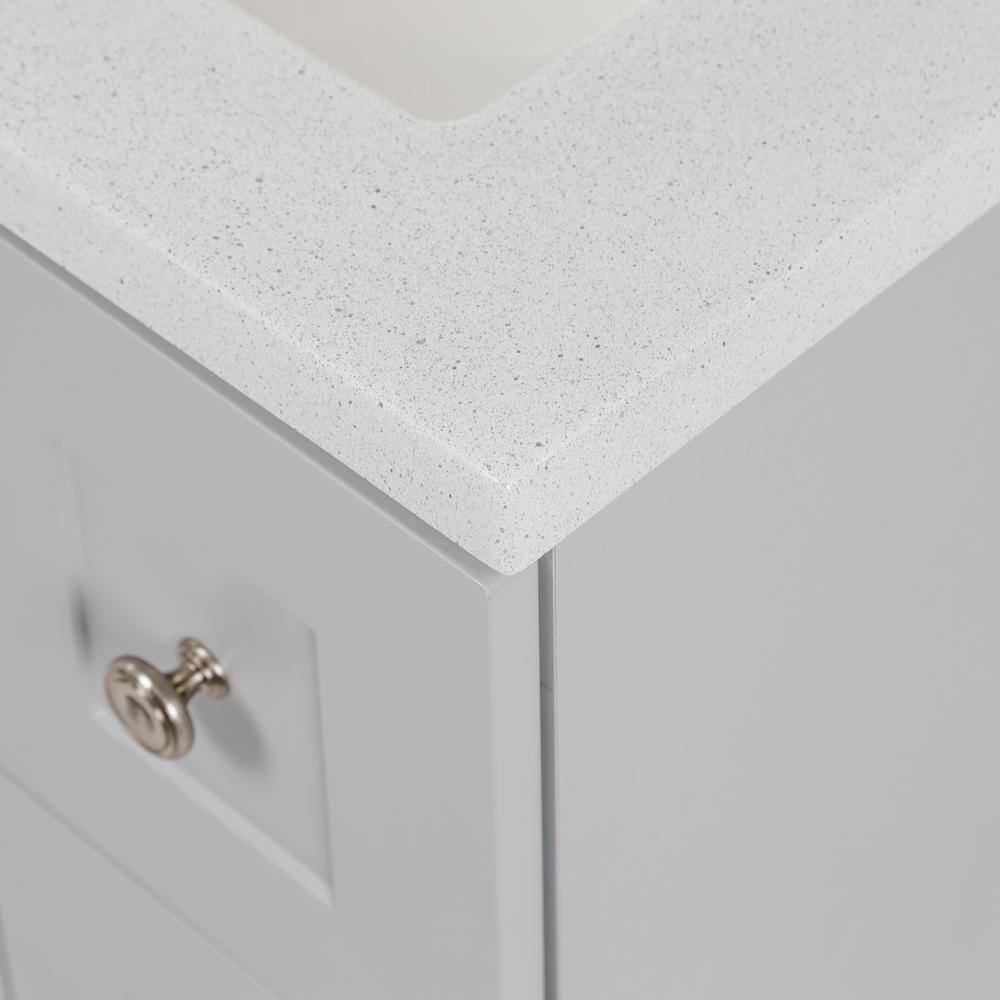 Glacier Bay Bannister 36.5 in. W x 18.75 in. D Bath Vanity in Pearl Gray with Cultured Marble Top in Colorpoint White with Sink BA36P2-PG