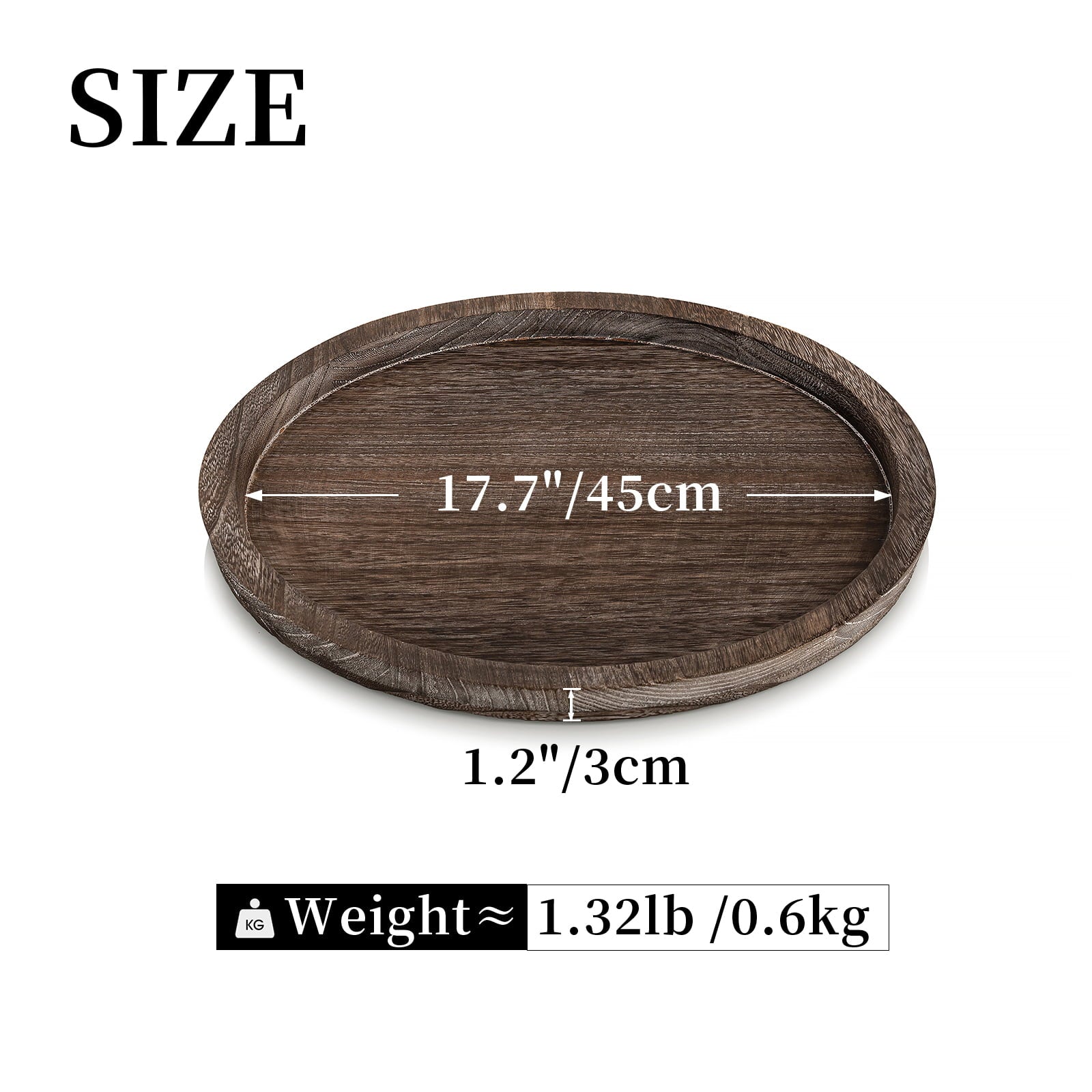 Hanobe Ottoman Tray for Living Room Large Round Distressed Wood Serving Tray for Kitchen Coffee Table Couch Mothers Day Gift 18