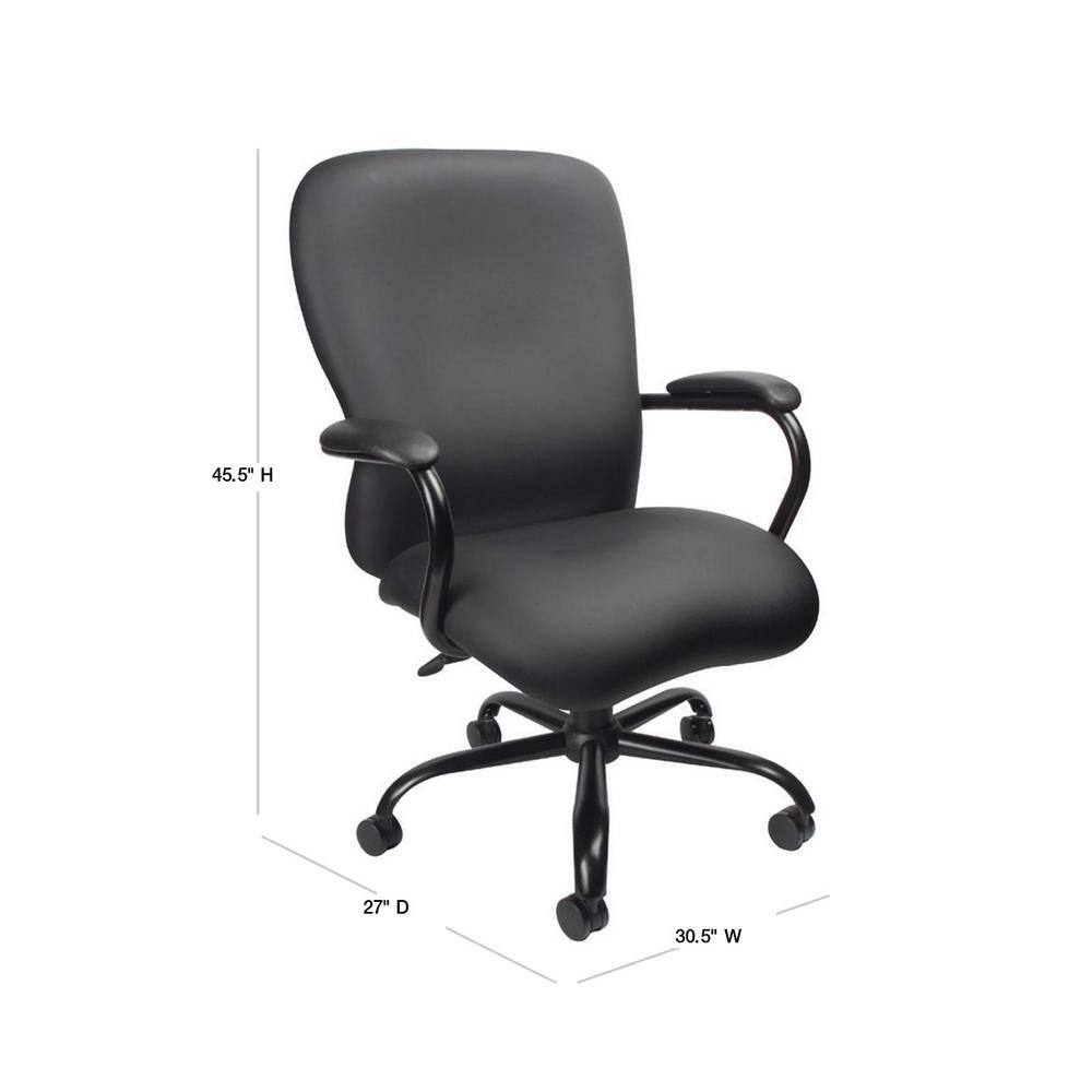 BOSS Office Products Black Vinyl Big and Tall Desk Chair Heavy Duty Black Steel Constuction 400 LB Capacity B990-CP