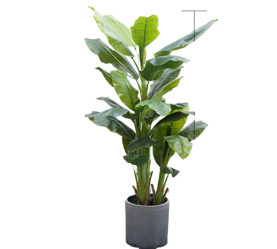 Factory Supply custom green plastic potted artificial plant decoration banana tree for shopping stores