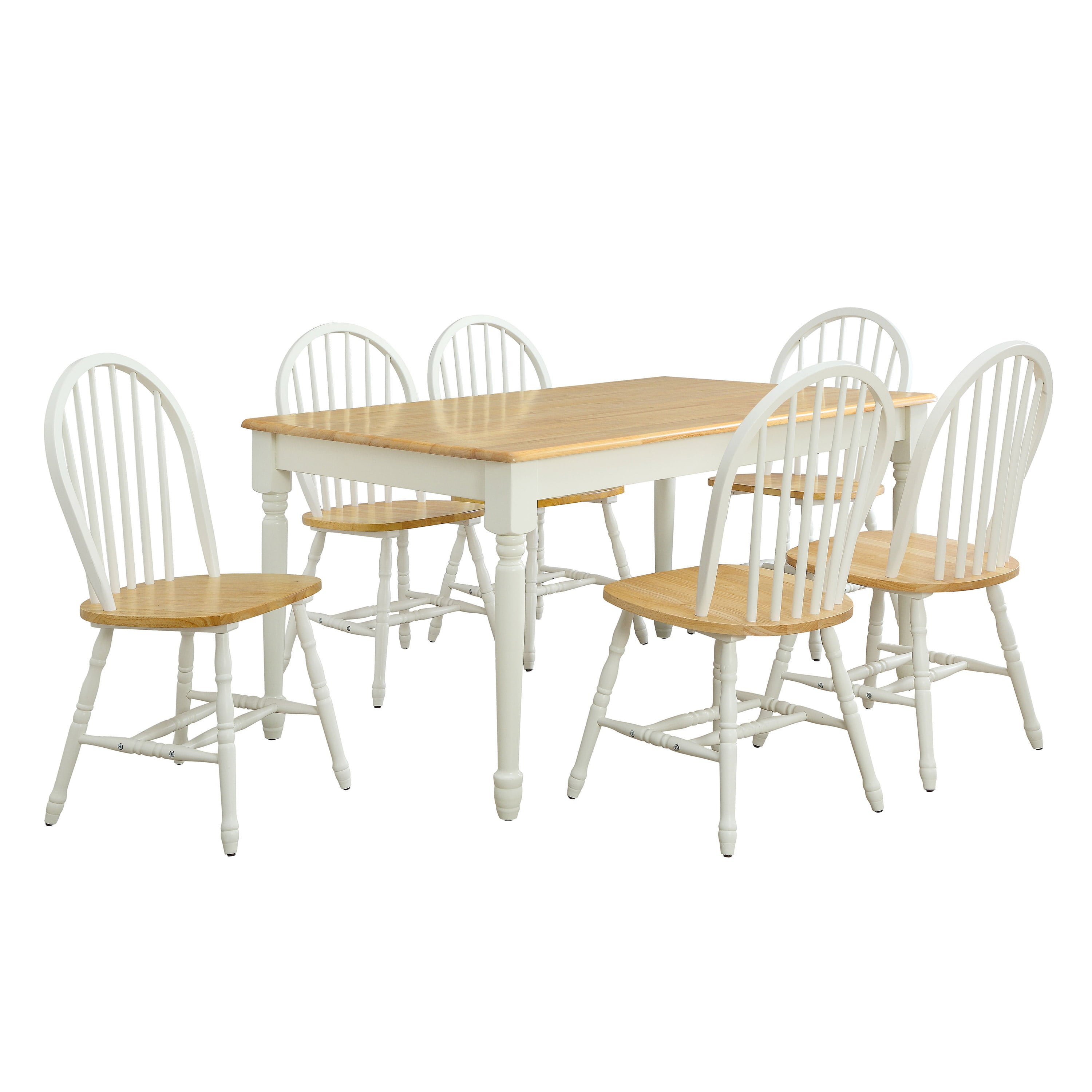 Better Homes and Gardens Autumn Lane Windsor Solid Wood Dining Chairs， White and Oak (Set of 2)