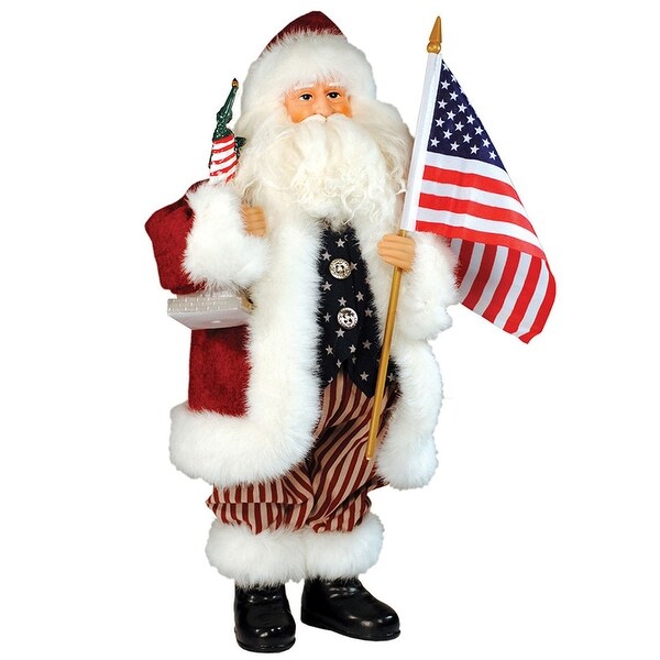 15.25 Patriotic Standing Santa Christmas Figurine with Lady Liberty