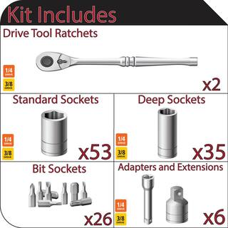 Husky 38 in. and 12 in. Drive SAEMetric Shallow and Deep Mechanics Tool Set (122-Piece) H122MTS32CB