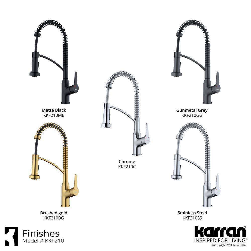 Karran Scottsdale Single Handle Pull Down Sprayer Kitchen Faucet in Matte Black KKF210MB