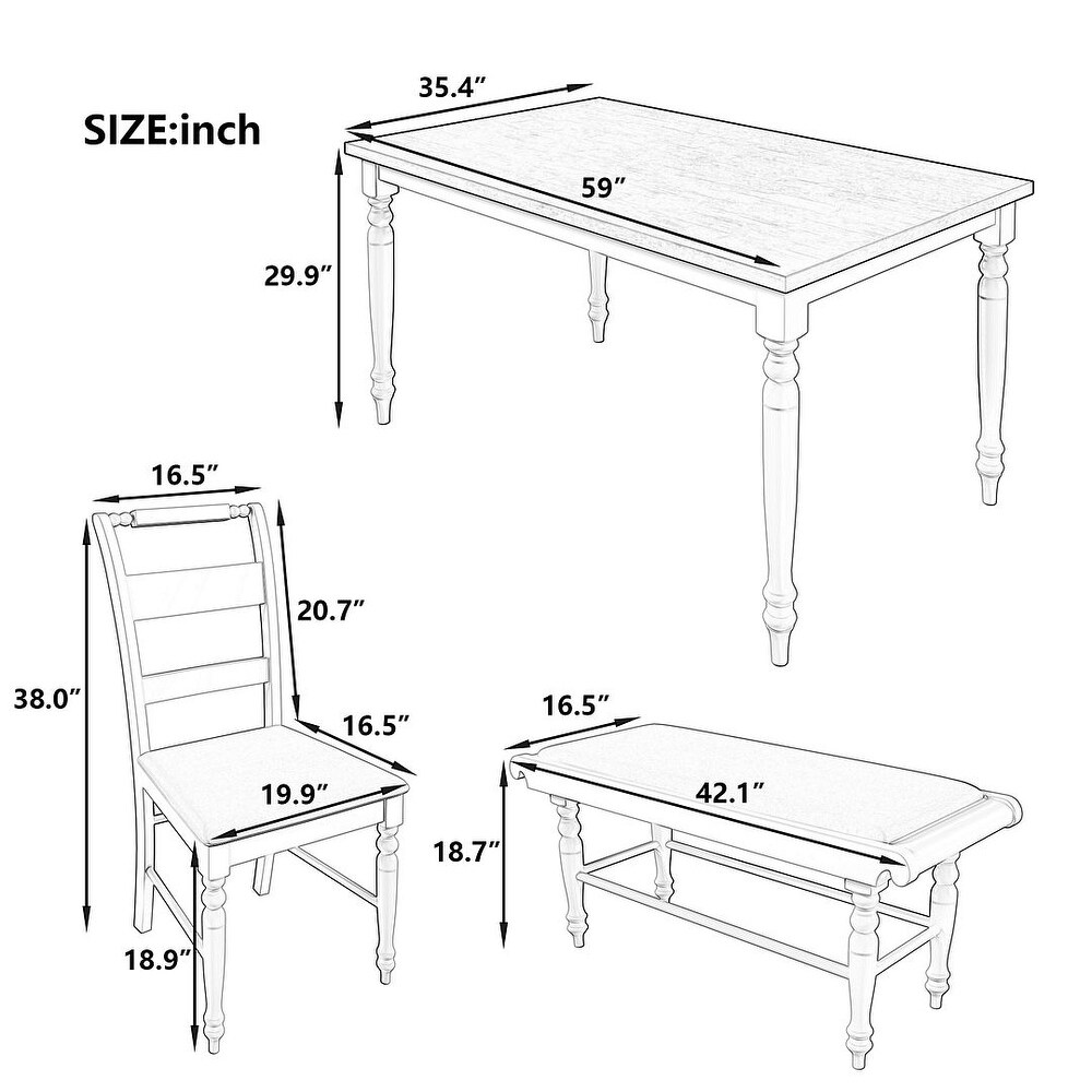 Farmhouse 6 Piece Kitchen Table Set/59\