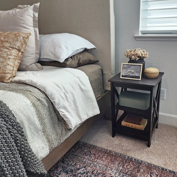 End Table with 3-Tier Storage Shelf