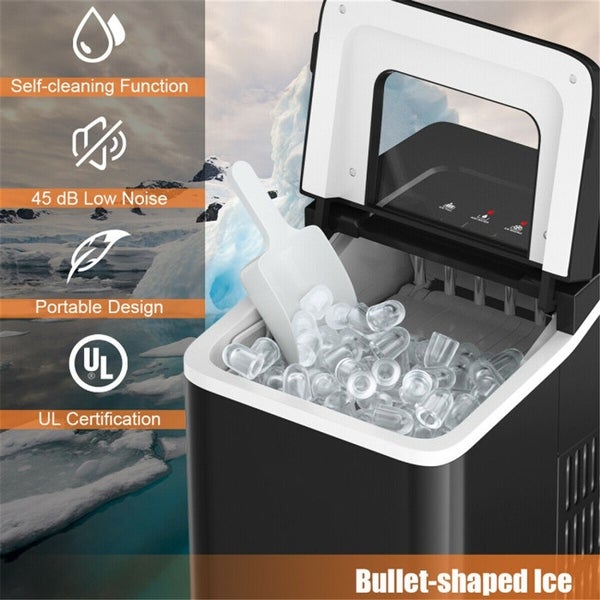 26lbs/24h Portable Countertop Ice Maker Machine Ice Maker with Scoop