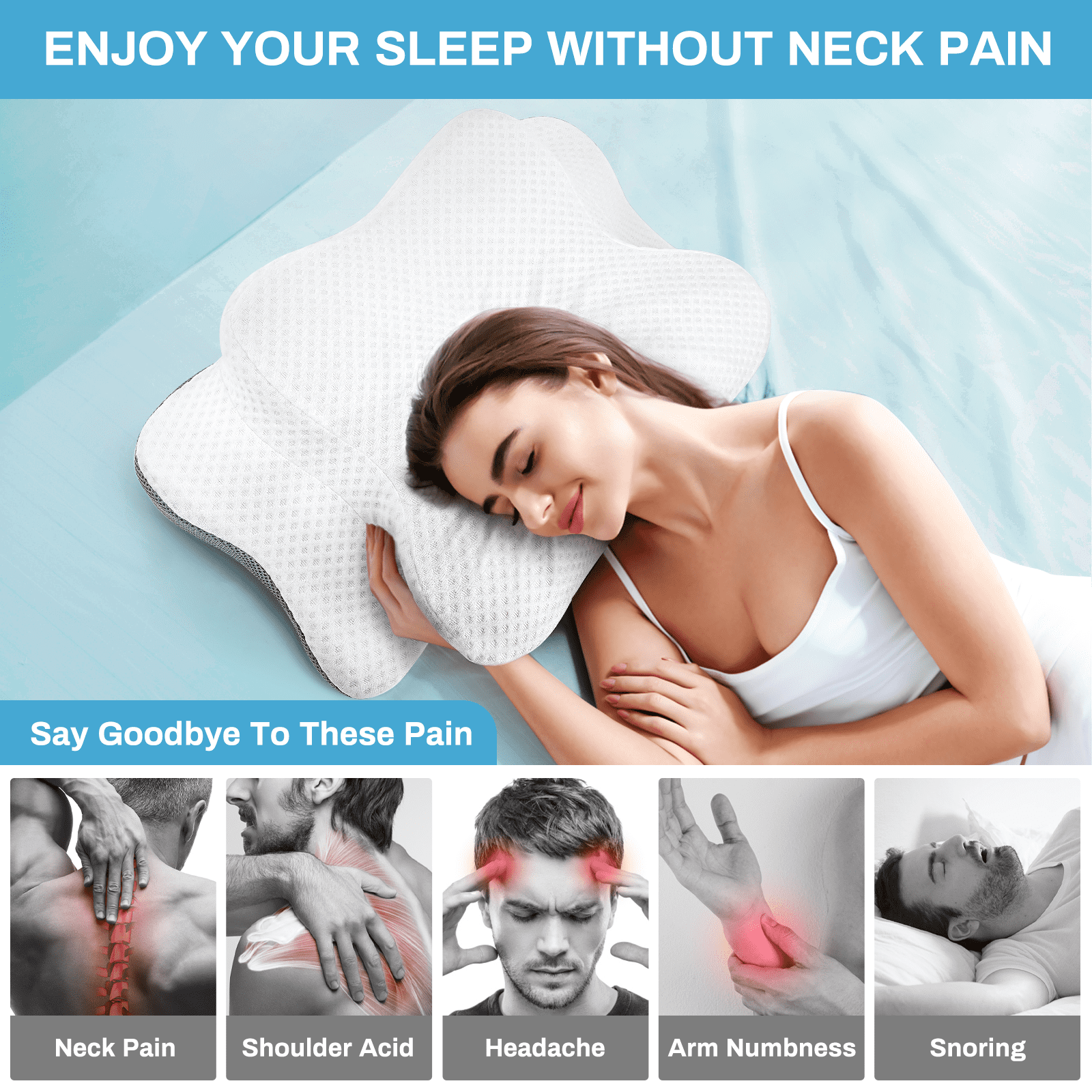 Pain Relief Cervical Pillow for Neck and Shoulder Support, Memory Foam Pillows for Sweet Sleeping, Ergonomic Contour Neck Pillow, Orthopedic Bed Pillow for Side Back Stomach Sleeper