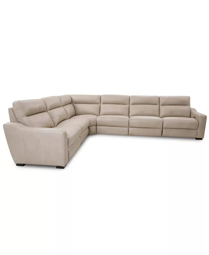 Furniture Gabrine 6-Pc. Leather Sectional with 2 Power Headrests