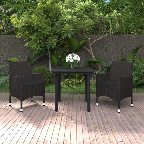 vidaXL Patio Dining Set Outdoor Table and Chair Set Poly Rattan and Glass