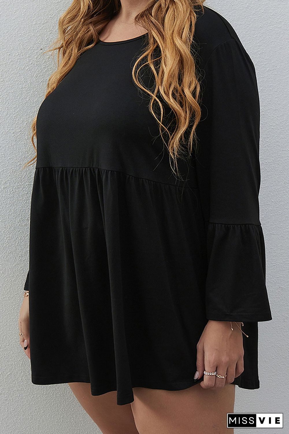 Black Plus Size Ruffle Mini Dress