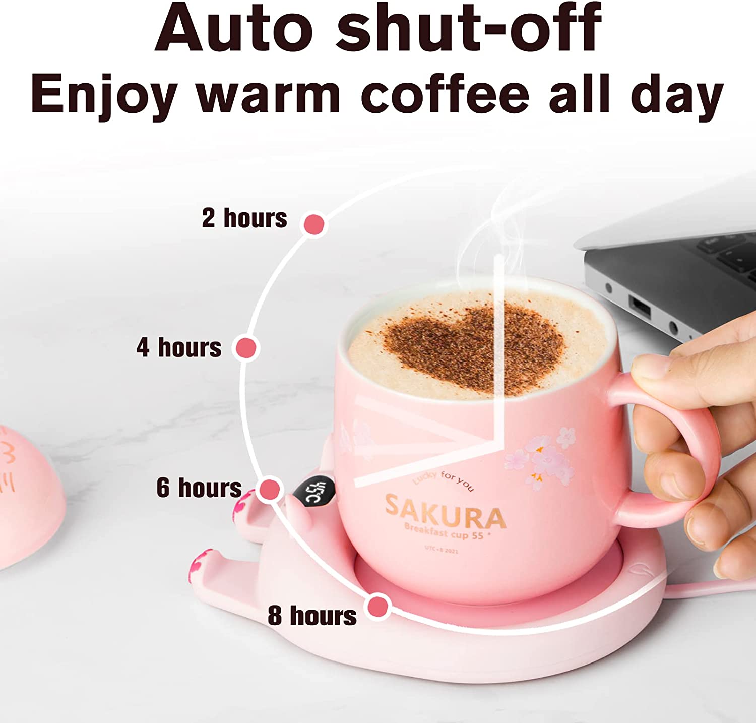 Mug Warmer，Coffee Warmer for Desk Coffee Cup Warmer Auto Shut Off，Smart Candle Warmer With 3 Temp Settings，Electric Beverage Warmer Plate for Coffee，Cocoa，Tea，Water and Milk (Not Include Cup)