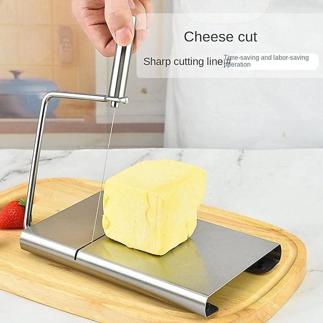 Cheese Slicer, Stainless Steel Cheese Slicer Household ham Cheese Slicer Cheese Slitter Kitchen Tools Steel Wire Cheese Slicer for Soft Cheese