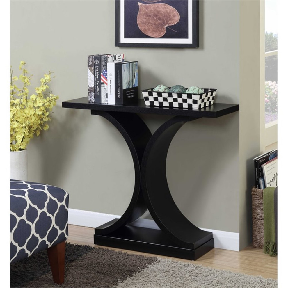 Pemberly Row Modern Console Table in Black Wood Finish   Transitional   Console Tables   by Homesquare  Houzz