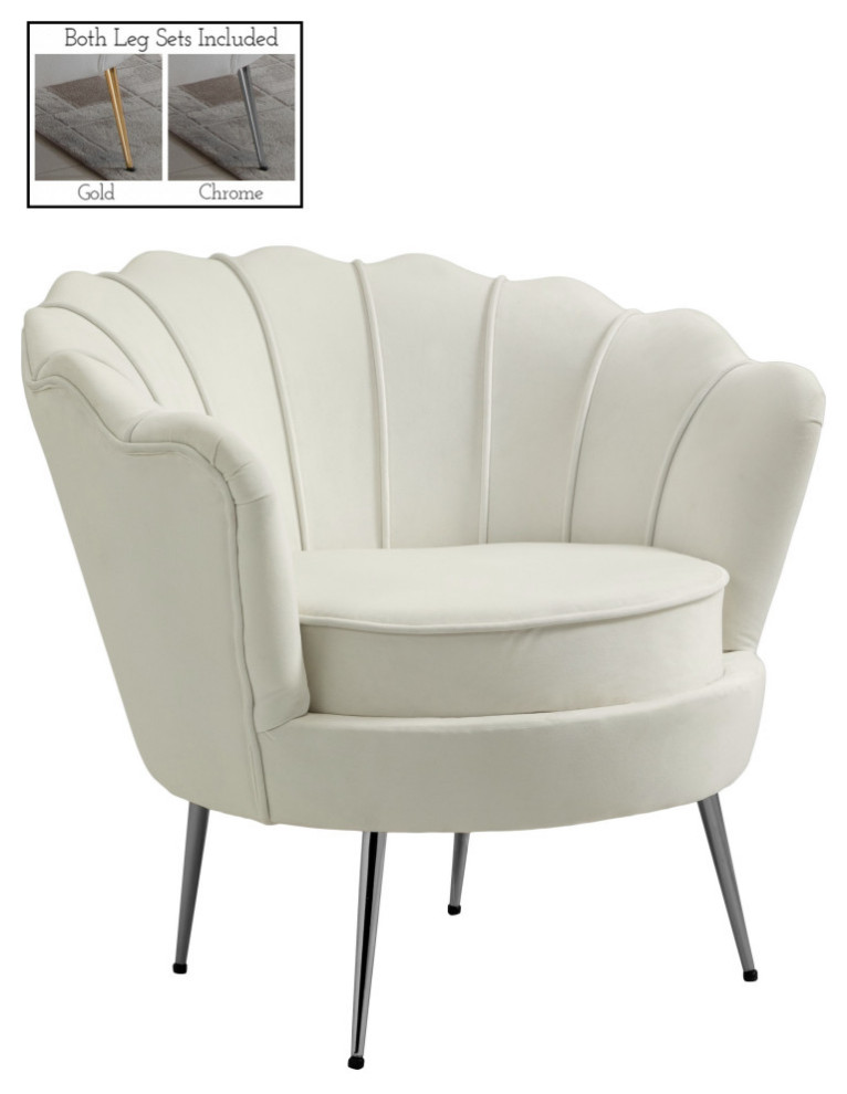 Gardenia  Velvet Upholstered Chair   Midcentury   Armchairs And Accent Chairs   by Meridian Furniture  Houzz