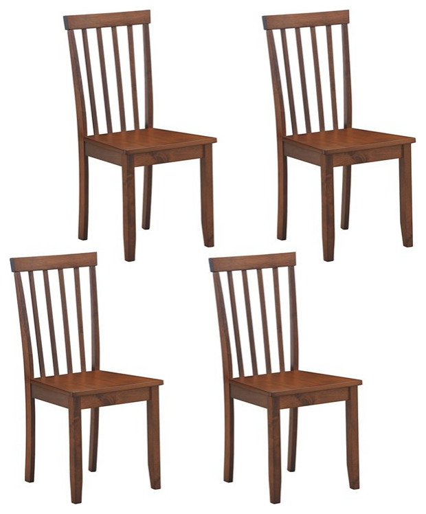 Costway Contemporary Rubber Wood Dining Chairs in Walnut (Set of 4)   Transitional   Dining Chairs   by Homesquare  Houzz