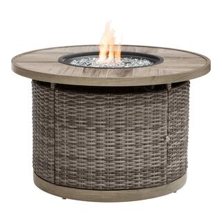 Home Decorators Collection Avondale 39.96 in. x 25 in. Round Steel Propane Gas Gray Fire Pit FHWS80108