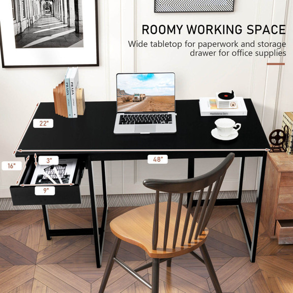 Costway 67543821 48 Computer Desk with Metal Fram...