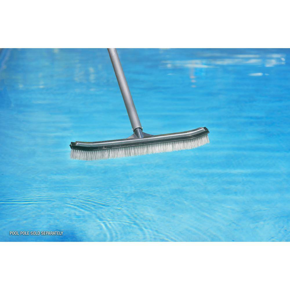 HDX 18 in. Swimming Pool  Spa Brush with Deluxe Nylon and Stainless Steel Combination Bristles and Aluminum Back 60173