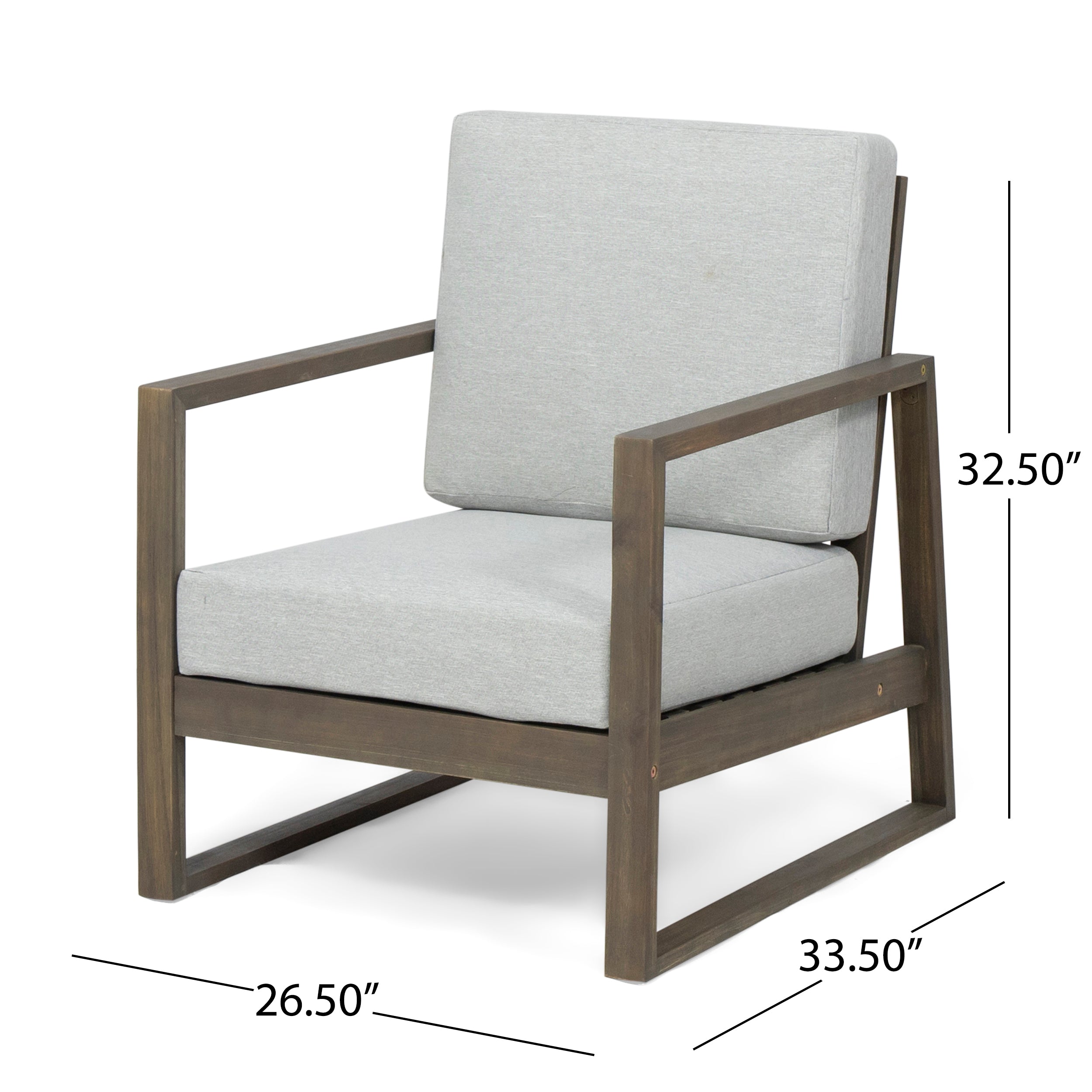 Silla Outdoor Acacia Wood Club Chair with Cushion