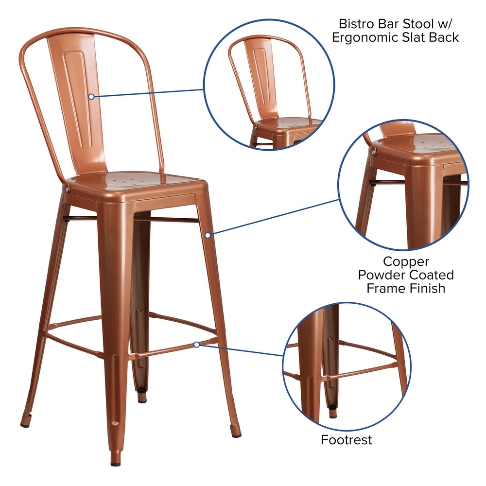 30'' High Metal Indoor Outdoor Barstool with Back   18\