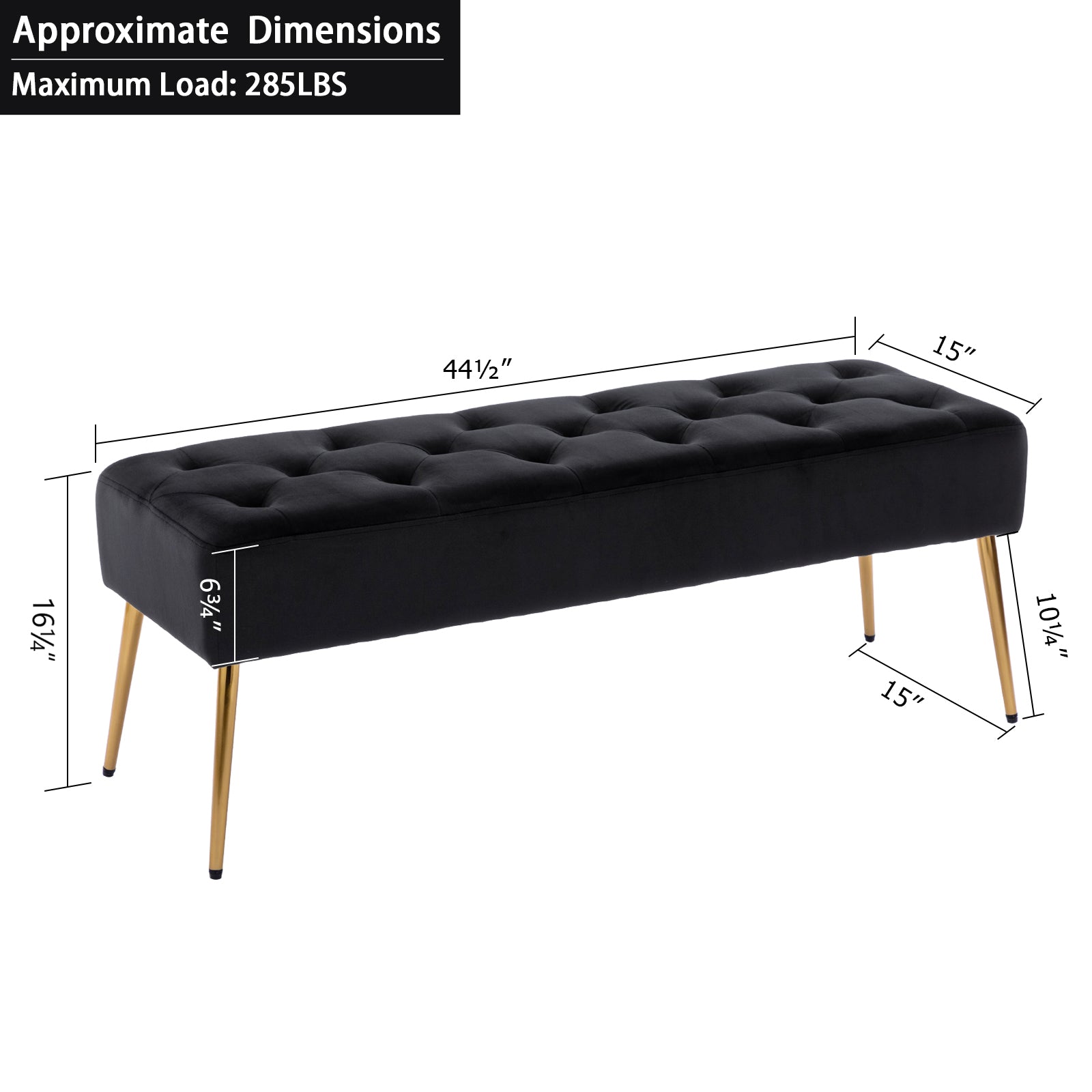 Duhome Elegant Lifestyle Modern Velvet Bench Ottoman, Upholstered Bench for Entryway Bedroom, Tufted End of Bed Bench Black