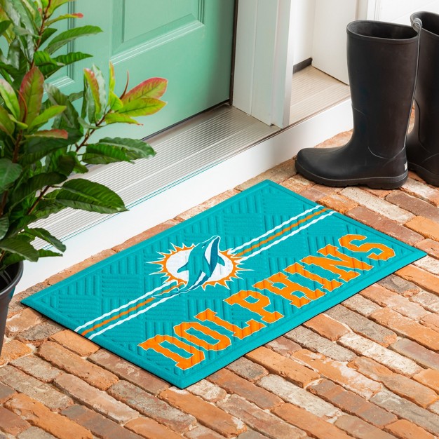 Evergreen Nfl Miami Dolphins Embossed Mat Cross Hatch Indoor And Outdoor Doormat