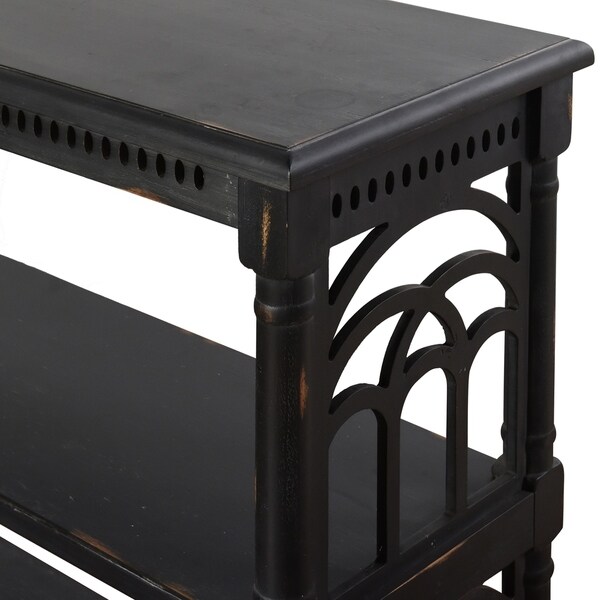 StyleCraft Black with Distressing Three Tier Console Table