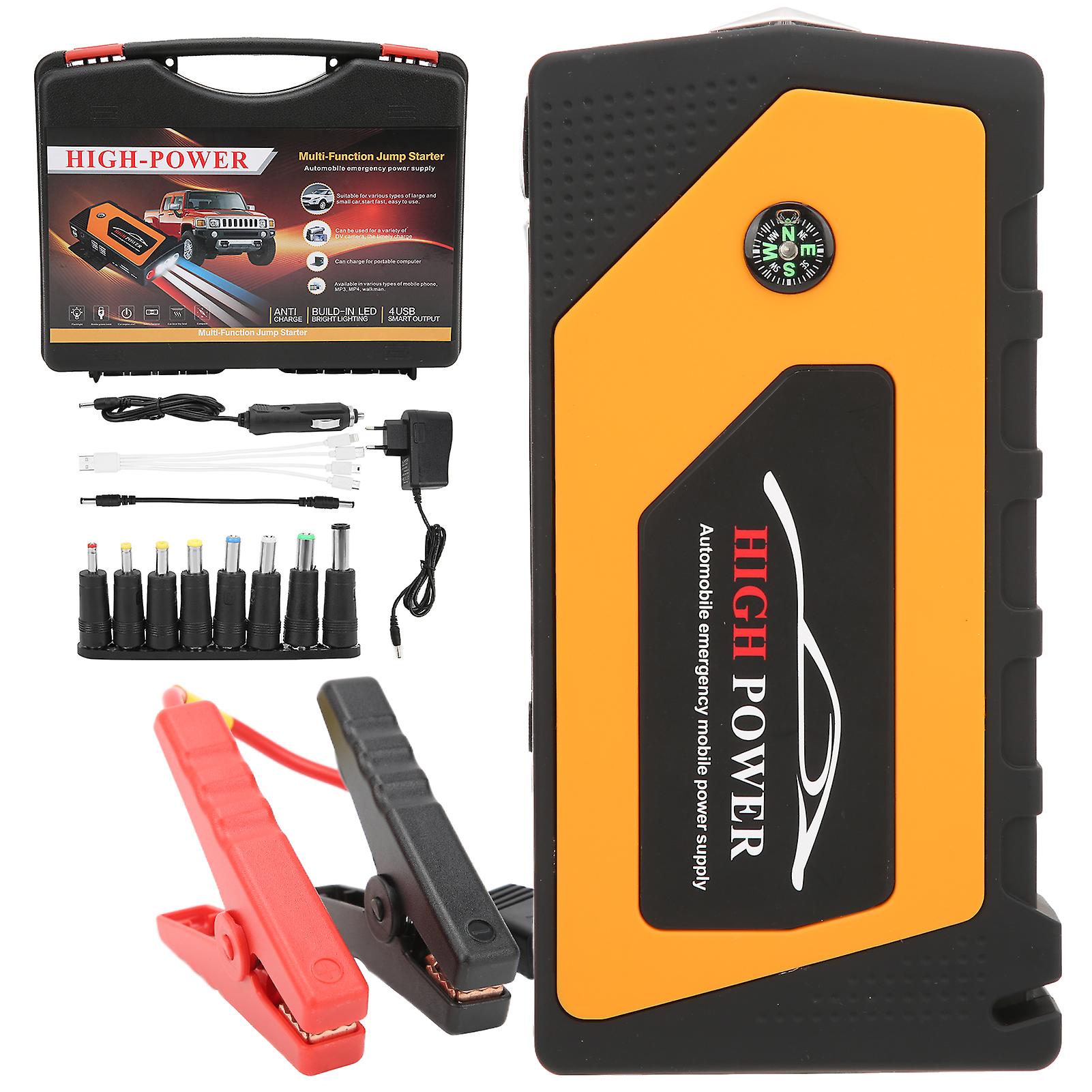 18000mah Car Jump Starter Power Bank Multifunctional 12v 600a With Compass Lighting Flash 4 Usb Output