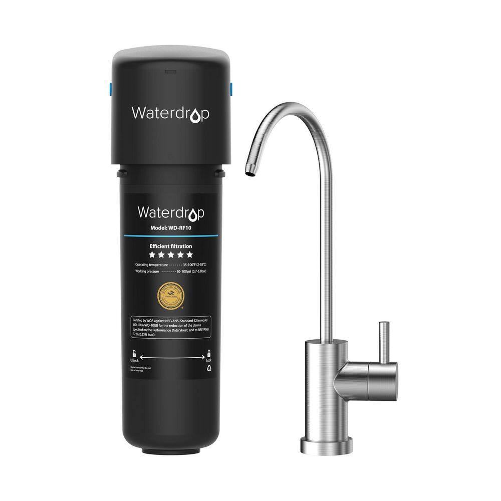 Waterdrop 10UB 8000 Gal. Under-Sink Water Filter System NSFANSI 42 Certified with Dedicated Brushed Nickel Faucet B-WD-10UB