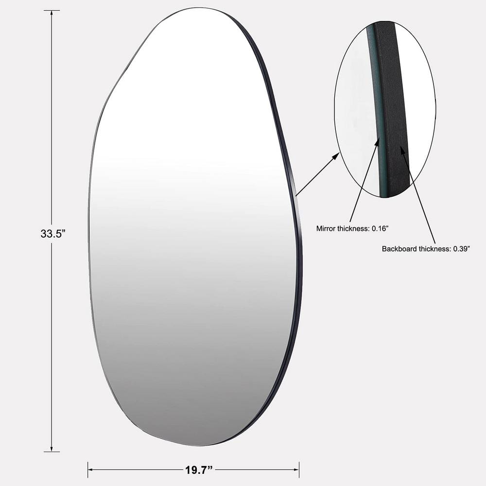 EDGEWOOD 19.7 in. W x 33.5 in. H Asymmetrical Oval Accent Wall Mounted Frameless Mirror 1079055932